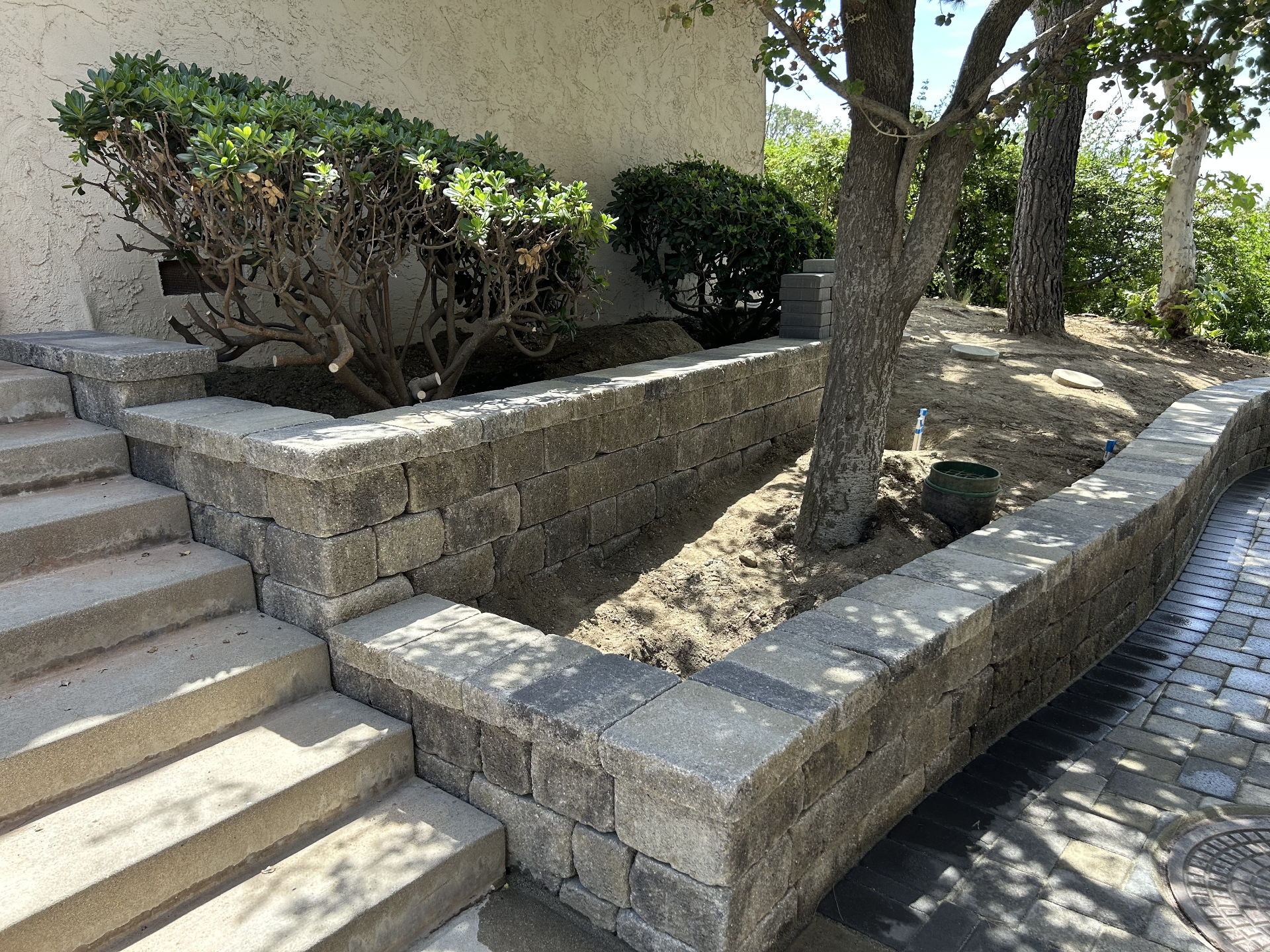 Stacked Stone Planter Wall